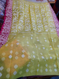 Soft Resom Jamdani (Yellow Saree with Pink Border BP included)