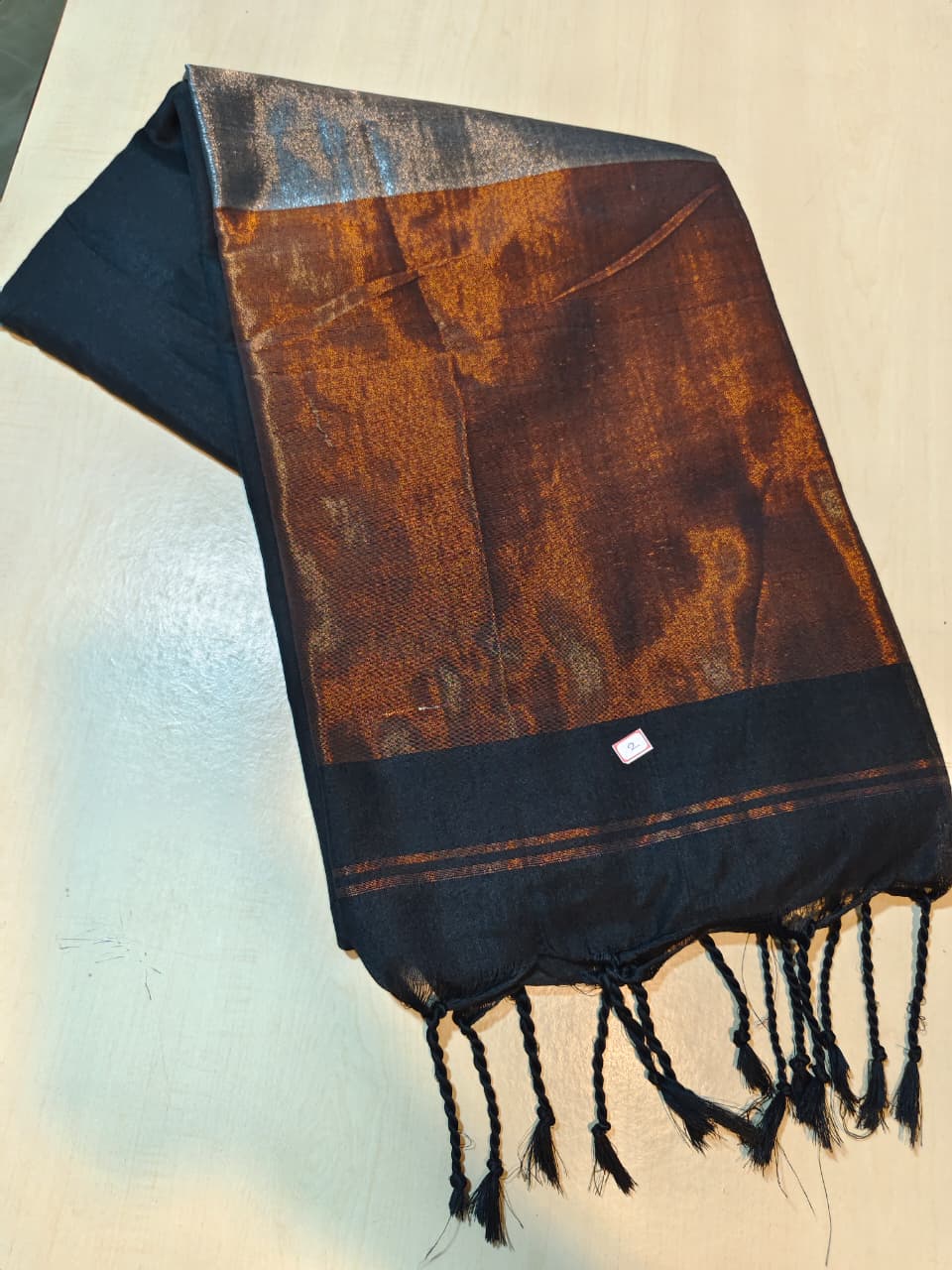 Soft Cotton Jori Pallu (Black body with golden and silver jori pallu)
