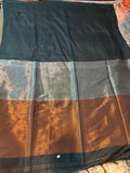 Soft Cotton Jori Pallu (Black body with golden and silver jori pallu)