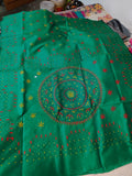 Soft Cotton Silk Katha Stitch Saree in Green