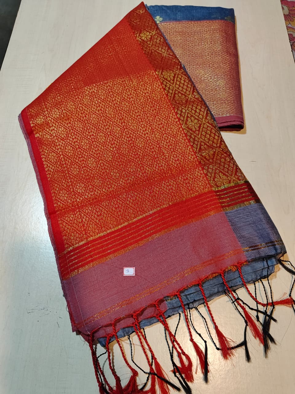 Soft Maheswari Handloom Saree in Grey Body with BP